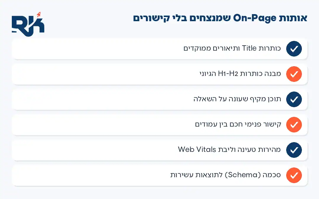 אינפוגרפיקה: אותות On-Page לקידום אתרים ללא קישורים