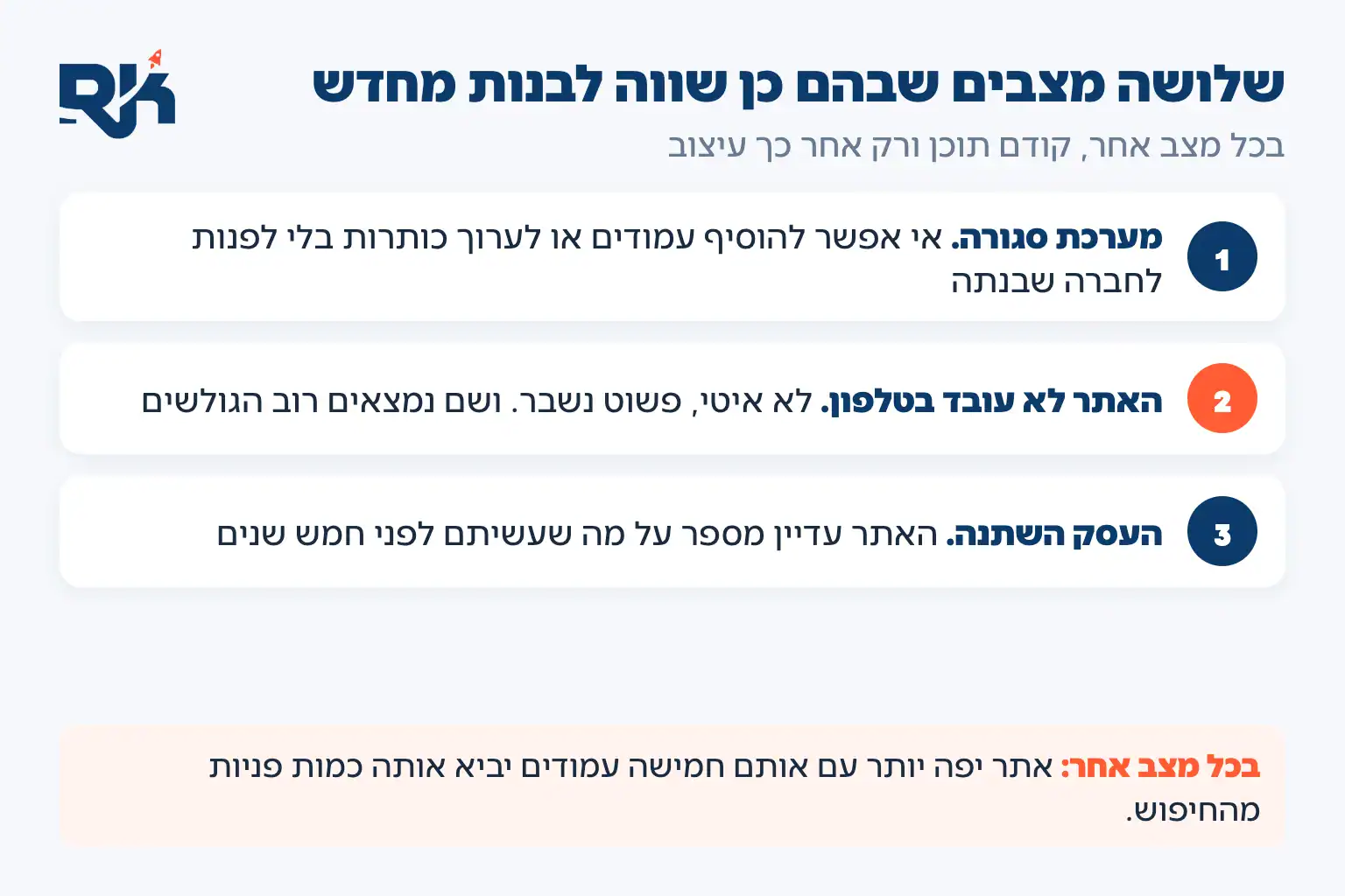 שלושה מצבים שבהם שווה לבנות אתר תדמית מחדש