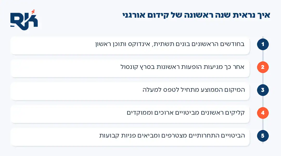 איך נראית שנה ראשונה של קידום אורגני, חמישה שלבים